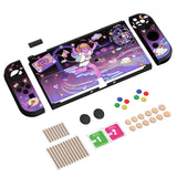 PlayVital ZealProtect Soft Protective Case for Switch OLED, Flexible Protector Joycon Grip Cover for Switch OLED with Thumb Grip Caps & ABXY Direction Button Caps - Dancing Notes - XSOYV6040