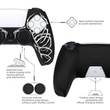 PlayVital Pure Series Carving Skull Dockable Model Anti-Slip Silicone Cover Skin with 6 Thumb Grip Caps for ps5 Controller Fits with Charging Station - EKPFL006