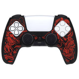 PlayVital Pure Series Samurai Prajna (Red) Dockable Model Anti-Slip Silicone Cover Skin with 6 Thumb Grip Caps for ps5 Controller Fits with Charging Station - EKPFL002