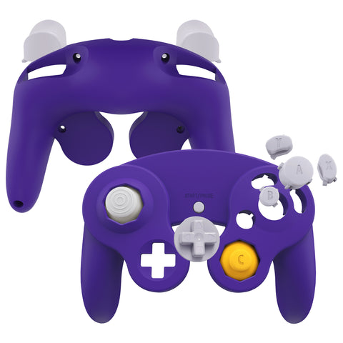 eXtremeRate Purple Replacement Faceplate Backplate with Buttons for Nintendo GameCube Controller - GCNP3006