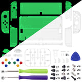 eXtremeRate Glow in Dark - Green Custom Full Set Shell for Nintendo Switch OLED, DIY Replacement Console Back Plate & Kickstand, NS Joycon Handheld Controller Housing with Colorful Buttons for Nintendo Switch OLED - QNSOM5010