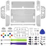 eXtremeRate Clear Black Custom Full Set Shell for Nintendo Switch OLED, DIY Replacement Console Back Plate & Kickstand, NS Joycon Handheld Controller Housing with Colorful Buttons for Nintendo Switch OLED - QNSOM5005