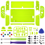 eXtremeRate Clear Lime Green Custom Full Set Shell for Nintendo Switch OLED, DIY Replacement Console Back Plate & Kickstand, NS Joycon Handheld Controller Housing with Colorful Buttons for Nintendo Switch OLED - QNSOM5008