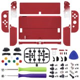 eXtremeRate Vampire Red Soft Touch Full Set Shell for Nintendo Switch OLED, Replacement Console Back Plate & Metal Kickstand, NS Joycon Handheld Controller Housing & Buttons for Nintendo Switch OLED - QNSOP3004
