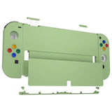 eXtremeRate Matcha Green Soft Touch Full Set Shell for Nintendo Switch OLED, Replacement Console Back Plate & Metal Kickstand, NS Joycon Handheld Controller Housing & Buttons for Nintendo Switch OLED - QNSOP3008