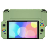 eXtremeRate Matcha Green Soft Touch Full Set Shell for Nintendo Switch OLED, Replacement Console Back Plate & Metal Kickstand, NS Joycon Handheld Controller Housing & Buttons for Nintendo Switch OLED - QNSOP3008