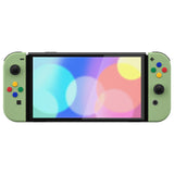eXtremeRate Matcha Green Soft Touch Full Set Shell for Nintendo Switch OLED, Replacement Console Back Plate & Metal Kickstand, NS Joycon Handheld Controller Housing & Buttons for Nintendo Switch OLED - QNSOP3008