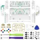 eXtremeRate Glow in Dark - Totem of Kingdom White Full Set Shell for Nintendo Switch OLED, Replacement Console Back Plate & Kickstand, NS Joycon Handheld Controller Housing with Full Set Buttons for Nintendo Switch OLED - QNSOT005