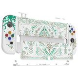 eXtremeRate Glow in Dark - Totem of Kingdom White Full Set Shell for Nintendo Switch OLED, Replacement Console Back Plate & Kickstand, NS Joycon Handheld Controller Housing with Full Set Buttons for Nintendo Switch OLED - QNSOT005
