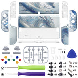 eXtremeRate Crystal Dragon Full Set Shell for Nintendo Switch OLED, Replacement Console Back Plate & Kickstand, NS Joycon Handheld Controller Housing with Full Set Buttons for Nintendo Switch OLED - QNSOT008