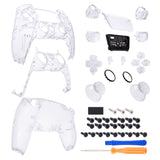 eXtremeRate Full Set Housing Shell with Buttons Touchpad Cover, Clear Custom Replacement Decorative Trim Shell Front Back Plates Compatible with ps5 Controller BDM-010 BDM-020 - Controller NOT Included - QPFM5001G2