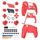 eXtremeRate Full Set Housing Shell with Action Buttons Touchpad Cover, Clear Red Replacement Decorative Trim Shell Front Back Plates Compatible with ps5 Controller BDM-030/040 - QPFM5002G3