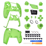 eXtremeRate Full Set Housing Shell with Buttons Touchpad Cover, Clear Green Custom Replacement Decorative Trim Shell Front Back Plates Compatible with ps5 Controller BDM-010 BDM-020 - Controller NOT Included - QPFM5003G2