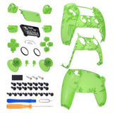 eXtremeRate Full Set Housing Shell with Action Buttons Touchpad Cover, Clear Green Replacement Decorative Trim Shell Front Back Plates Compatible with ps5 Controller BDM-030/040 - QPFM5003G3
