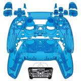 eXtremeRate Full Set Housing Shell with Action Buttons Touchpad Cover, Clear Blue Replacement Decorative Trim Shell Front Back Plates Compatible with ps5 Controller BDM-030/040 - QPFM5004G3