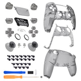 eXtremeRate Replacement Full Set Shells with Button Kit for PS5 Controller BDM-030/040/050/060 - Clear Black - QPFM5007G4