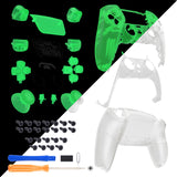 eXtremeRate Replacement Full Set Shells with Button Kit for PS5 Controller BDM-030/040/050 - Glow in Dark - Green - QPFM5009G3