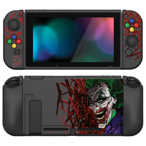 PlayVital ZealProtect Soft Protective Case for Nintendo Switch, Flexible Cover for Switch with Tempered Glass Screen Protector & Thumb Grips & ABXY Direction Button Caps - Clown Hahaha - RNSYV6035