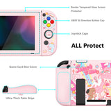 PlayVital ZealProtect Soft Protective Case for Nintendo Switch, Flexible Cover for Switch with Tempered Glass Screen Protector & Thumb Grips & ABXY Direction Button Caps - Sweet Time - RNSYV6037