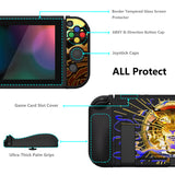 PlayVital ZealProtect Soft Protective Case for Nintendo Switch, Flexible Cover for Switch with Tempered Glass Screen Protector & Thumb Grips & ABXY Direction Button Caps - Tiger Tarot - RNSYV6042