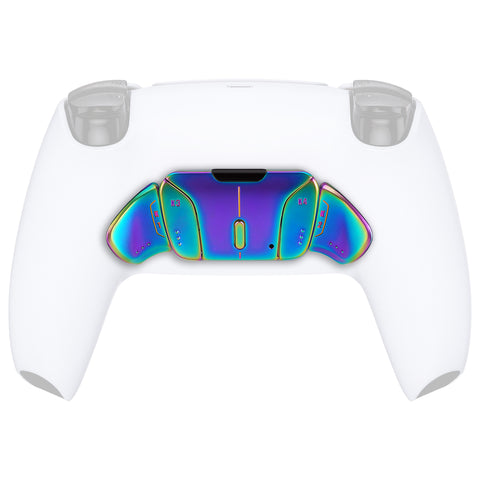eXtremeRate Turn RISE & RISE4 to RISE4 RMB Kit – Metallic Rainbow Aura Blue & Purple Real Metal Buttons (RMB) Version K1 K2 K3 K4 Back Buttons Housing & Remap PCB Board for PS5 Controller eXtremeRate RISE & RISE4 Remap kit - VPFJ7003