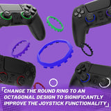 Redesigned Octagonal Gated Sticks Accent Rings for eXtremeRate Luna Shell for PS5 Controller, Replacement Accessory for eXtremeRate Ghost Shell for PS4 Controller - Not for Standard Faceplate - Blue - YNMP4M004