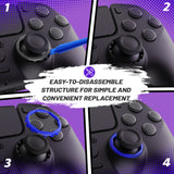 Redesigned Octagonal Gated Sticks Accent Rings for eXtremeRate Luna Shell for PS5 Controller, Replacement Accessory for eXtremeRate Ghost Shell for PS4 Controller - Not for Standard Faceplate - Blue - YNMP4M004