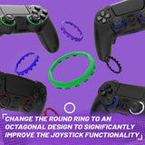 Redesigned Octagonal Gated Sticks Accent Rings for eXtremeRate Luna Shell for PS5 Controller, Replacement Accessory for eXtremeRate Ghost Shell for PS4 Controller - Not for Standard Faceplate - Green - YNMP4M006