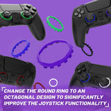 Redesigned Octagonal Gated Sticks Accent Rings for eXtremeRate Luna Shell for PS5 Controller, Replacement Accessory for eXtremeRate Ghost Shell for PS4 Controller - Not for Standard Faceplate - Purple - YNMP4M005