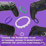 Redesigned Octagonal Gated Sticks Accent Rings for eXtremeRate Luna Shell for PS5 Controller, Replacement Accessory for eXtremeRate Ghost Shell for PS4 Controller - Not for Standard Faceplate - White - YNMP4M002