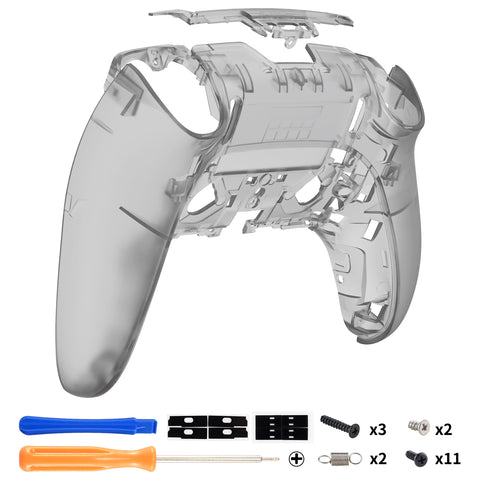 eXtremeRate Clear Black Custom Back Housing Bottom Shell Compatible with ps5 Edge Controller, DIY Replacement Back Shell Cover Compatible with ps5 Edge Controller - DQZEGM003