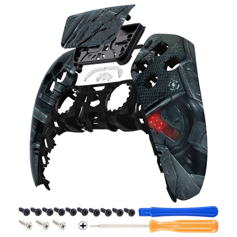 eXtremeRate Mecha Armor with Combat Damage Engrave Front Housing Shell Compatible with ps5 Controller BDM-010/020/030/040, DIY Replacement Shell Custom Touch Pad Cover Compatible with ps5 Controller - ZPFK001G3