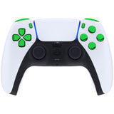 eXtremeRate Replacement D-pad R1 L1 R2 L2 Triggers Share Options Face Buttons, Chrome Green Full Set Buttons Compatible with ps5 Controller BDM-030/040 - Controller NOT Included - JPF2006G3