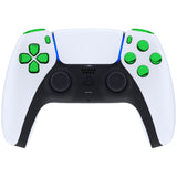 eXtremeRate Replacement D-pad R1 L1 R2 L2 Triggers Share Options Face Buttons, Chrome Green Full Set Buttons Compatible with ps5 Controller BDM-030 - Controller NOT Included - JPF2006G3
