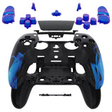 eXtremeRate Blue Flame Full Set Housing Shell with Buttons Touchpad Cover Compatible with ps5 Edge Controller, Custom Replacement Decorative Trim Shell Front Back Plates Compatible with ps5 Edge Controller - QRHEGT004