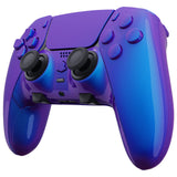 eXtremeRate Chameleon Purple Blue Full Set Housing Shell with Buttons Touchpad Cover Compatible with ps5 Edge Controller, Custom Replacement Decorative Trim Shell Front Back Plates Compatible with ps5 Edge Controller - QRHEGP008