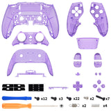eXtremeRate Clear Atomic Purple Full Set Housing Shell with Buttons Touchpad Cover Compatible with ps5 Edge Controller, Custom Replacement Decorative Trim Shell Front Back Plates Compatible with ps5 Edge Controller - QRHEGM001