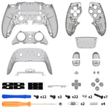 eXtremeRate Clear Black Full Set Housing Shell with Buttons Touchpad Cover Compatible with ps5 Edge Controller, Custom Replacement Decorative Trim Shell Front Back Plates Compatible with ps5 Edge Controller - QRHEGM003