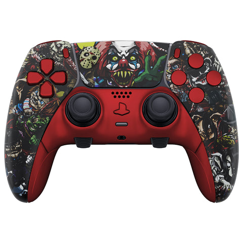 eXtremeRate Scary Party Full Set Housing Shell with Buttons Touchpad Cover Compatible with ps5 Edge Controller, Custom Replacement Decorative Trim Shell Front Back Plates Compatible with ps5 Edge Controller - QRHEGT001