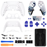 eXtremeRate The Great Wave Full Set Housing Shell with Buttons Touchpad Cover Compatible with ps5 Edge Controller, Custom Replacement Decorative Trim Shell Front Back Plates Compatible with ps5 Edge Controller - QRHEGT003