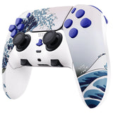 eXtremeRate The Great Wave Full Set Housing Shell with Buttons Touchpad Cover Compatible with ps5 Edge Controller, Custom Replacement Decorative Trim Shell Front Back Plates Compatible with ps5 Edge Controller - QRHEGT003