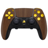 eXtremeRate Wood Grain & Black Full Set Housing Shell with Buttons Touchpad Cover Compatible with ps5 Edge Controller, Custom Replacement Decorative Trim Shell Front Back Plates Compatible with ps5 Edge Controller - QRHEGS001