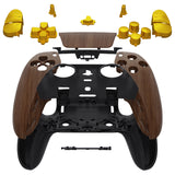eXtremeRate Wood Grain & Black Full Set Housing Shell with Buttons Touchpad Cover Compatible with ps5 Edge Controller, Custom Replacement Decorative Trim Shell Front Back Plates Compatible with ps5 Edge Controller - QRHEGS001