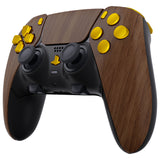eXtremeRate Wood Grain & Black Full Set Housing Shell with Buttons Touchpad Cover Compatible with ps5 Edge Controller, Custom Replacement Decorative Trim Shell Front Back Plates Compatible with ps5 Edge Controller - QRHEGS001