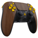 eXtremeRate Wood Grain & Black Full Set Housing Shell with Buttons Touchpad Cover Compatible with ps5 Edge Controller, Custom Replacement Decorative Trim Shell Front Back Plates Compatible with ps5 Edge Controller - QRHEGS001