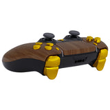 eXtremeRate Wood Grain & Black Full Set Housing Shell with Buttons Touchpad Cover Compatible with ps5 Edge Controller, Custom Replacement Decorative Trim Shell Front Back Plates Compatible with ps5 Edge Controller - QRHEGS001
