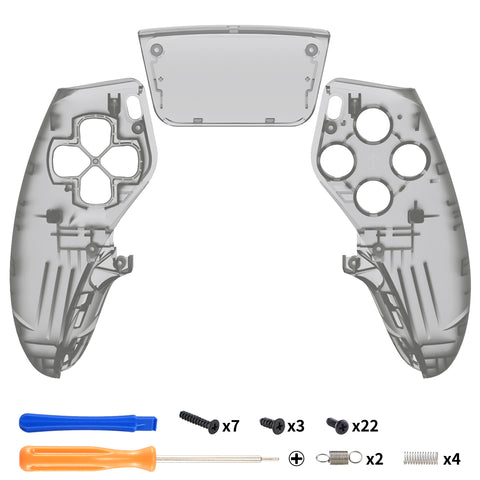 eXtremeRate Clear Black Left Right Front Housing Shell with Touchpad Compatible with ps5 Edge Controller, DIY Replacement Faceplate Shell Custom Touch Pad Cover Compatible with ps5 Edge Controller - MLREGM003