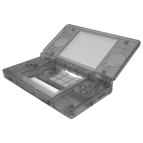 eXtremeRate Clear Black Replacement Full Housing Shell for Nintendo DS Lite, Custom Handheld Console Case Cover with Buttons, Screen Lens for Nintendo DS Lite NDSL - Console NOT Included - DSLM5008