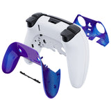 eXtremeRate Chameleon Purple Blue Top Bottom Decorative Trim Shell Compatible with ps5 Edge Controller DIY Replacement Front Back Clip Shell, Custom Plates Cover Compatible with ps5 Edge Controller - CXQEGP008