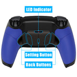 eXtremeRate Rubberized Blue Grip Remappable Real Metal Buttons (RMB) Version RISE4 Remap Kit for PS5 Controller BDM-030, Upgrade Board & Redesigned Black Back Shell & 4 Back Buttons for PS5 Controller - YPFJ7002G3